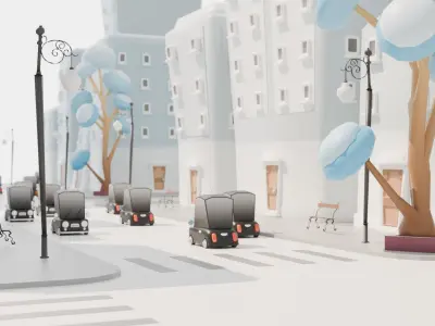 Simple City Cartoon Low-poly 3D model