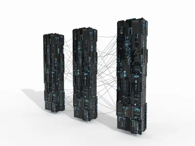 sci-fi structures Low-poly 3D model