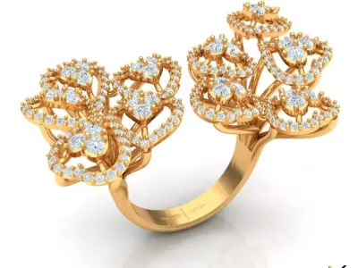 Exquisite Diamond HEART ring 3D print model