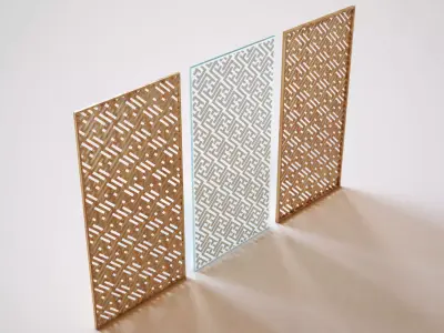 Partition three wooden panels 3D model
