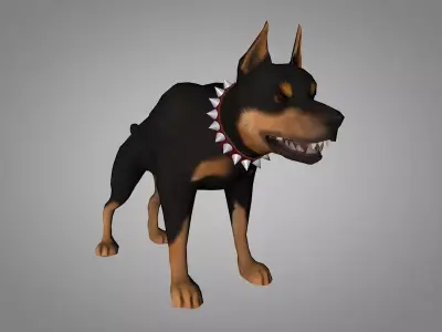 Doberman pinscher Low-poly 3D model