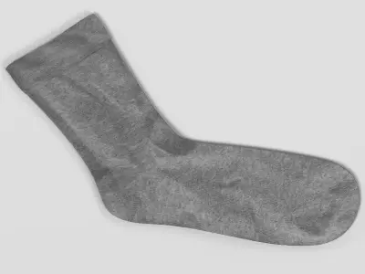 Grey Sock - Realistic and Universal Cotton Footwear 3D model