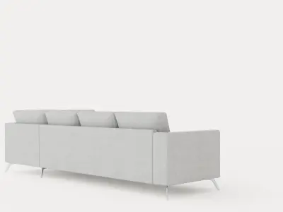 Ocean Luxury 4 Seater Sofa With Chaise Lounge Right Gray Low-poly 3D model