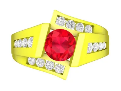 A7481 Korean Style Diamond Men Ring 3D Model 3D print model