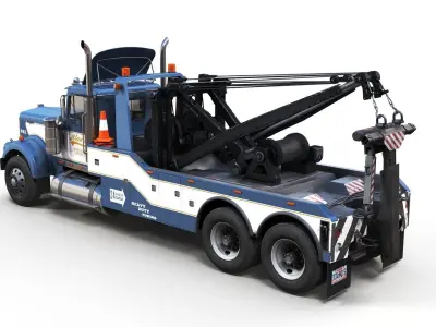 Kenworth W900A wrecker truck Low-poly 3D model