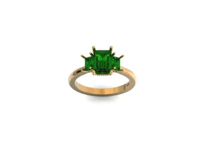 emerald engagement ring with diamonds 2774 3D print model