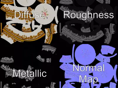 Elegant Floral Plate model pack Low-poly 3D model