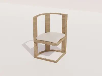 Wooden Dining Table and Chairs Set 3D model 3D model