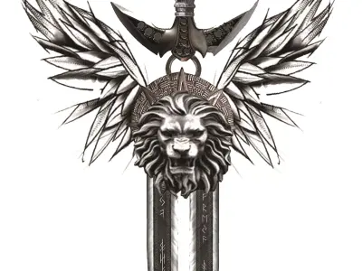 LION SWORD WING NECKLACE  3D print model