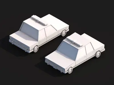 Cartoon Low Poly Police Car 3D model