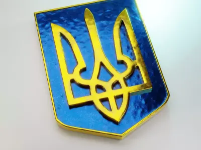 3d model of Ukrainian Trident on background surface  Free 3D model