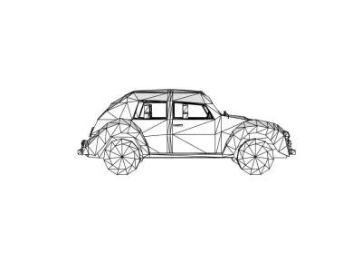 Car LowPOLY - Volkswagen -beetle Low-poly 3D model