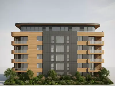 Modern Residential Building with Wood and Dark Panel Facade Low-poly 3D model
