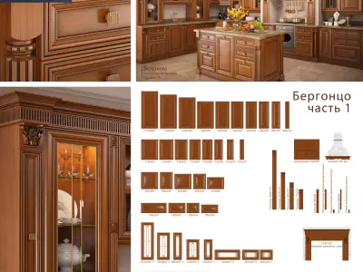 Kitechen and kitchen furniture Low-poly 3D model