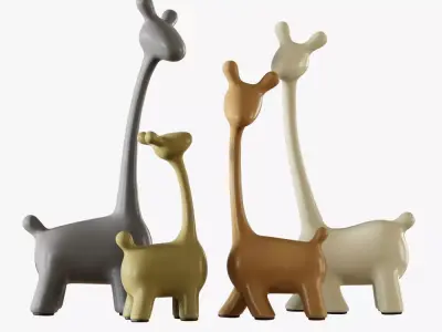 Figurines a family of deer 3D model