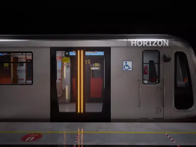 Subway Train Metal Blender and UE5 Low-poly 3D model
