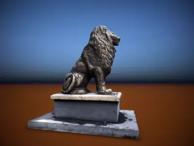 Lion Sculpture Low-poly 3D model Low-poly 3D model