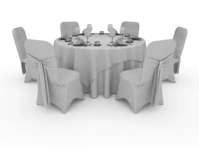 Banquet Table and Chair 55 3D model