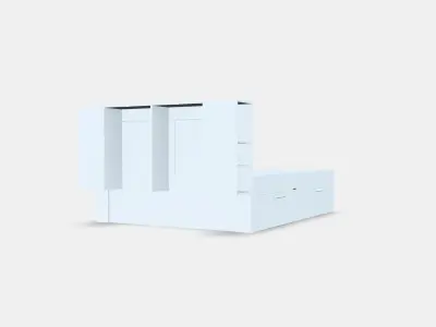 BRIMNES Bed frame w storage and headboard 1 Low-poly 3D model