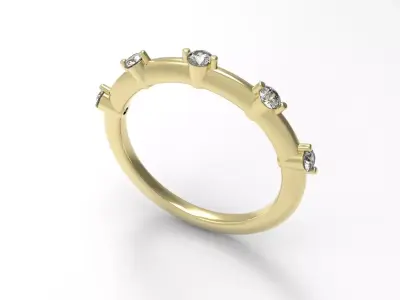 5 Diamond Wedding ring 3D print model