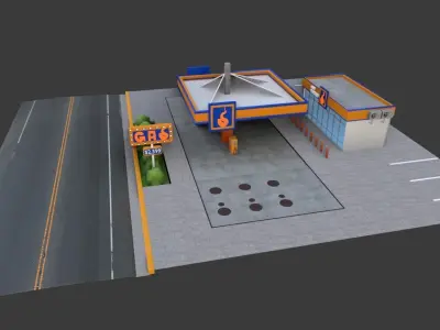 Cartoon Gas Station 3D model