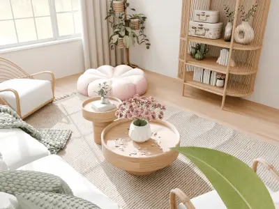 Spring Living Room Blender Scene 3D model