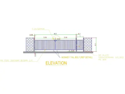  Industrial Gate Entry Autocad Drawing With Architectural Detail 3D model