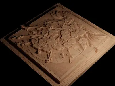 Cherry Blossom CNC 3d Print High Relief Sand Casting 3D print model