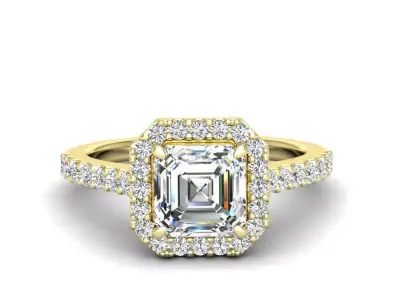 Luxury Engagement Diamond ring ascher 3D print model