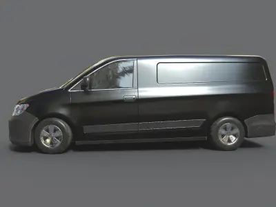 Generic Minivan Black Low-poly 3D model