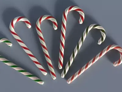 Christmas Candy Cane Low-poly 3D model