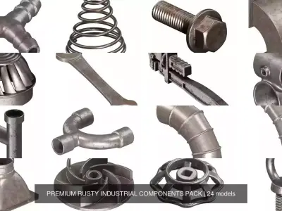 PREMIUM RUSTY INDUSTRIAL COMPONENTS PACK 3D Model Collection