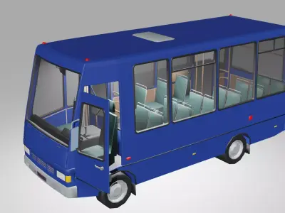 City Bus With Interior Low-poly 3D model