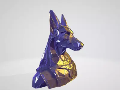 Anubis bust WIREFRAME VORONOI WIREMESH MESH 3D print model