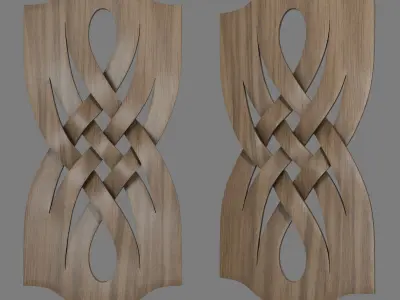 Decorative carved planks 3D model