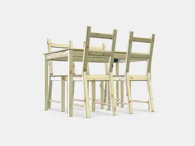 INGO - IVAR Table and 4 chairs Low-poly 3D model