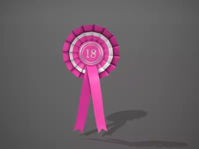 18th Birthday Rosette Badge Low-poly 3D model