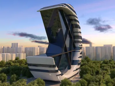 0073 - Crescent Skyscraper  3D model