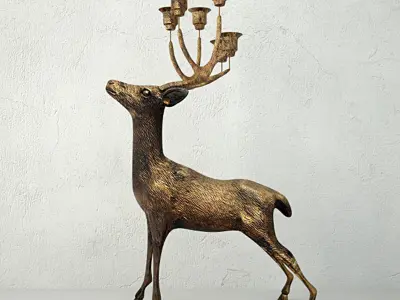 Oversize Brass Deer Candle Holder 3D model