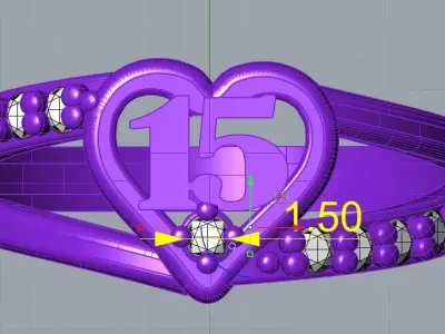 Anillo de 15 para dama-mujer -v- 3D print model
