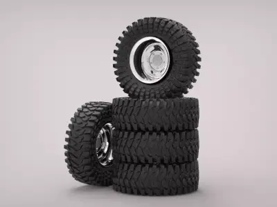 MAXXIS TIRES WITH IRON RIMS Low-poly 3D model