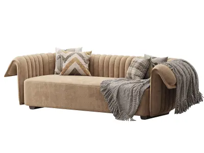 Curved Sofa Microfiber Leather 3D model