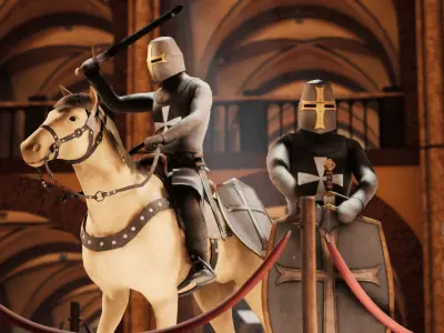 Medieval museum - modular building and exhibits 3D model