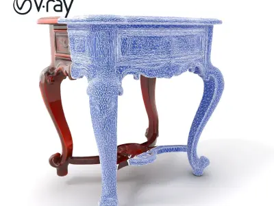 Carved Mahogany Side Table with Curved Legs model pack Low-poly 3D model