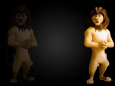 Biped Lion Rigged Low-poly 3D model