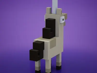 Voxel - White Unicorn Low-poly 3D model