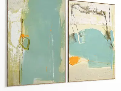 Plaster Two Photo Frame 398 Low-poly 3D model