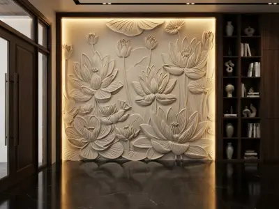 modern panel wall decor set wall relief mural CNC 146 3D model