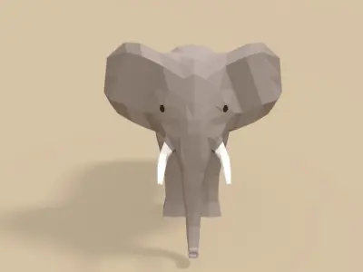 Low Poly Cartoon African Elephant Low-poly 3D model