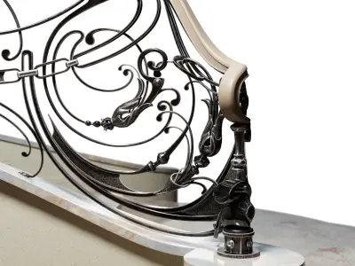 stair railing forging modern turn 3D model